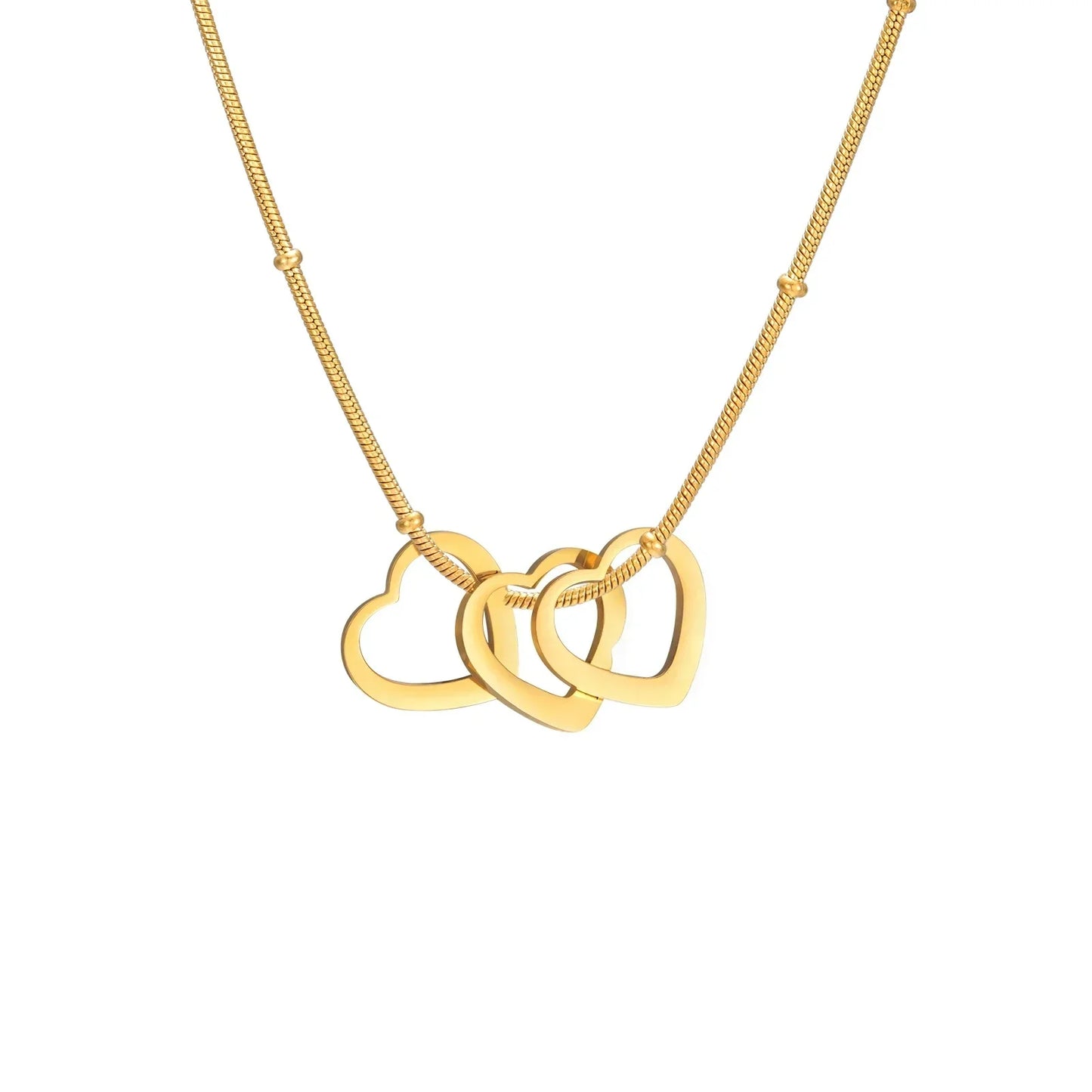 Family Name Necklace With 1-4 Hearts for Mother Custom Mother's Day and Valentine's Day Gift