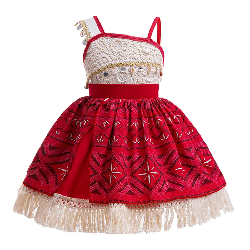 2024 New Movie Moana 2 Girl Dress Halloween Party Costume Princess Fancy Clothes Children Vaiana Outfit Dress