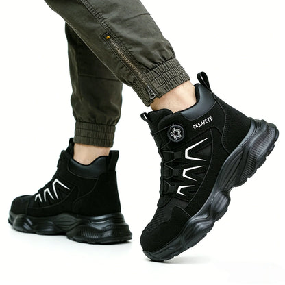 Rotating Button Fashion Sneaker Safety Shoes For Men Anti-Puncture Men's Work Shoes NO Slip Construction Working Boots Steel Toe