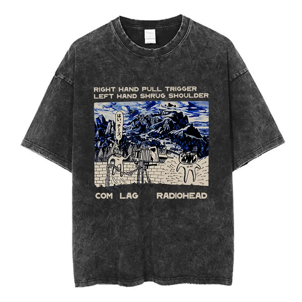 Rock Band Washed Cotton T Shirt Men Women Hip Hop Music Tee Fashion Short Sleeve Tshirt Summer Oversized T-shirts Tops