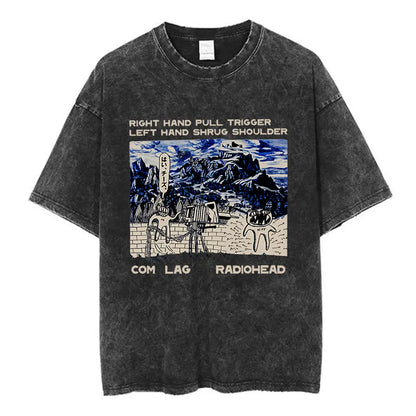 Rock Band Washed Cotton T Shirt Men Women Hip Hop Music Tee Fashion Short Sleeve Tshirt Summer Oversized T-shirts Tops