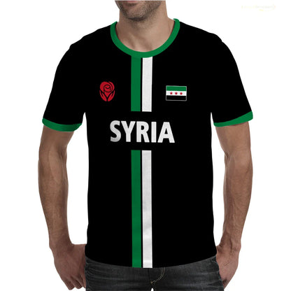 Syria Football T-Shirt Summer Sports Breathable Quick-drying Men's Tops Syrian Flag Map Print Short Sleeve Jersey Kid's Clothes