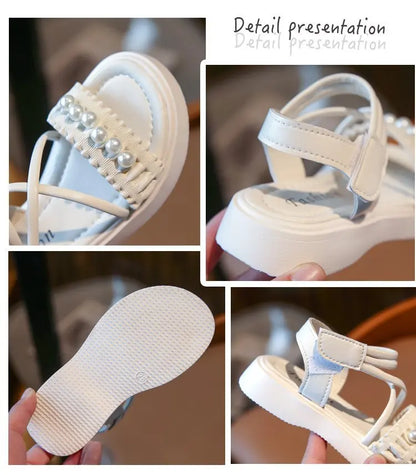 Girls' sandals 2026 Summer new little girl fashion Big Children's Beach Shoes Children's sandals Pearl Princess shoes for kids
