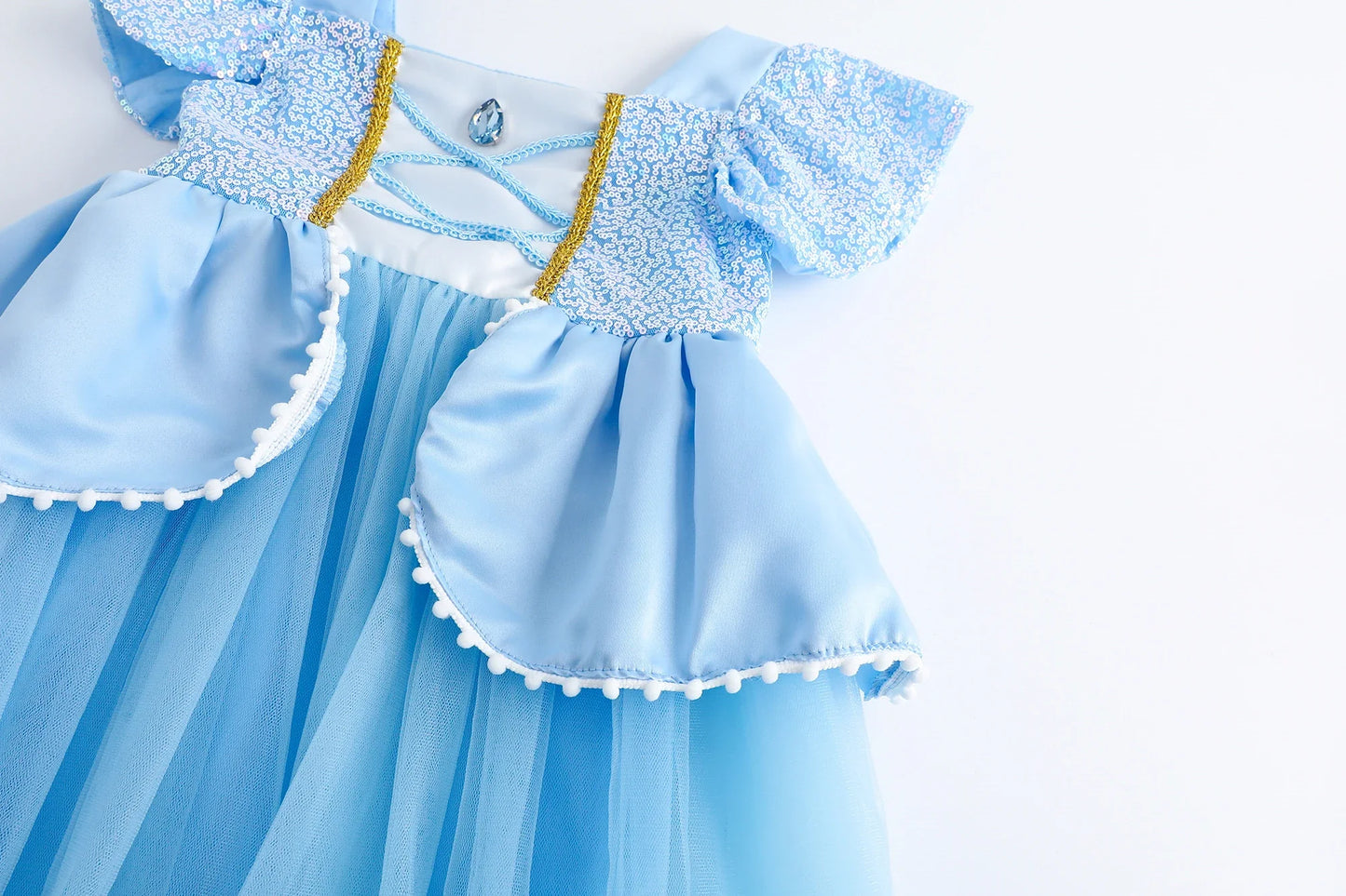 Girls Cosplay Cinderella Costume Deluxe Lace Dress Birthday Party Princess Fairy Tale Grace Ball Gown Butterfly Clothes