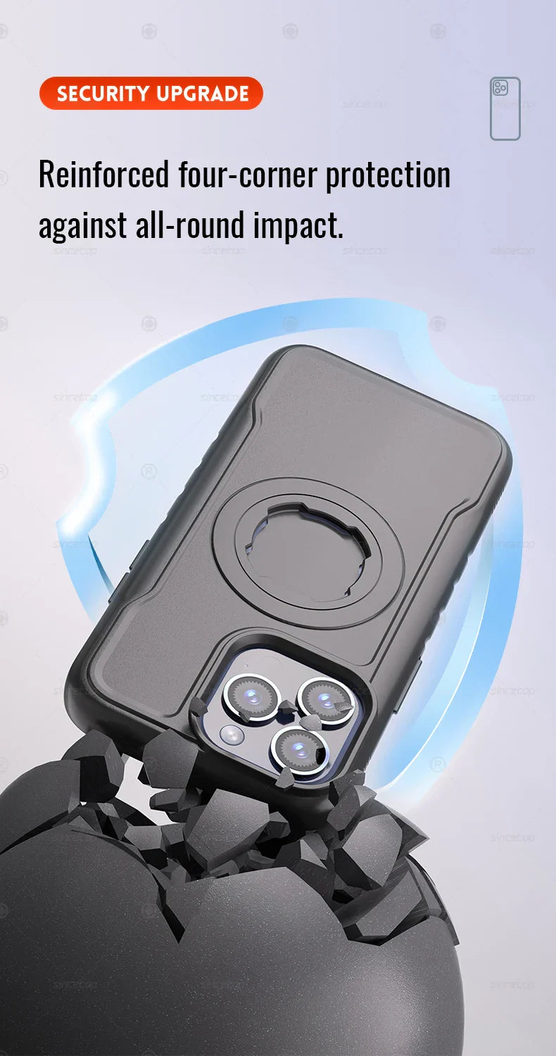 Magnetic Shockproof Case for iPhone 17 16 15 14 13 Pro Max Charging Protective Cover for Quad-style Bike/Motorcycle Mount/Holder