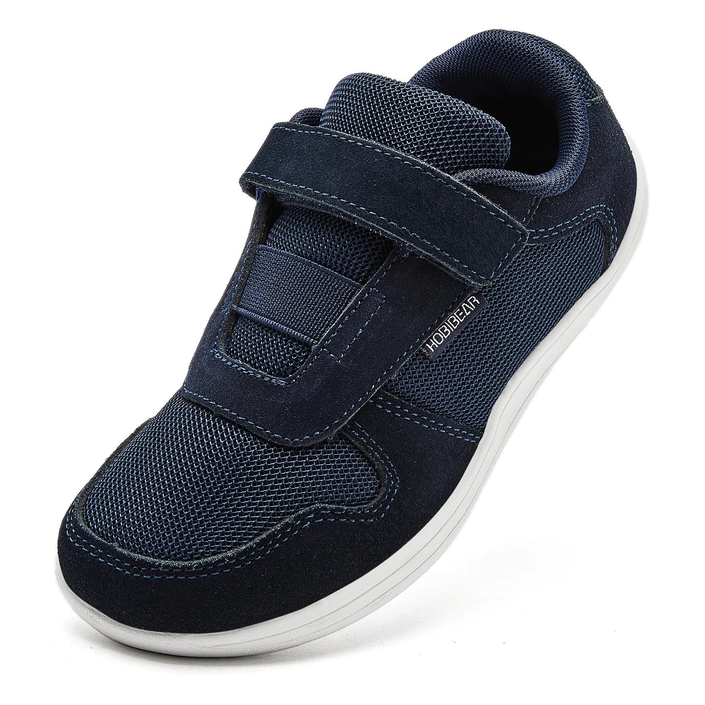 Kids Wide Toe Barefoot Shoes Little/Big/Kid Hook Loop Minimalist Sneakers Artificial Leather Mesh Lightweight Shoes