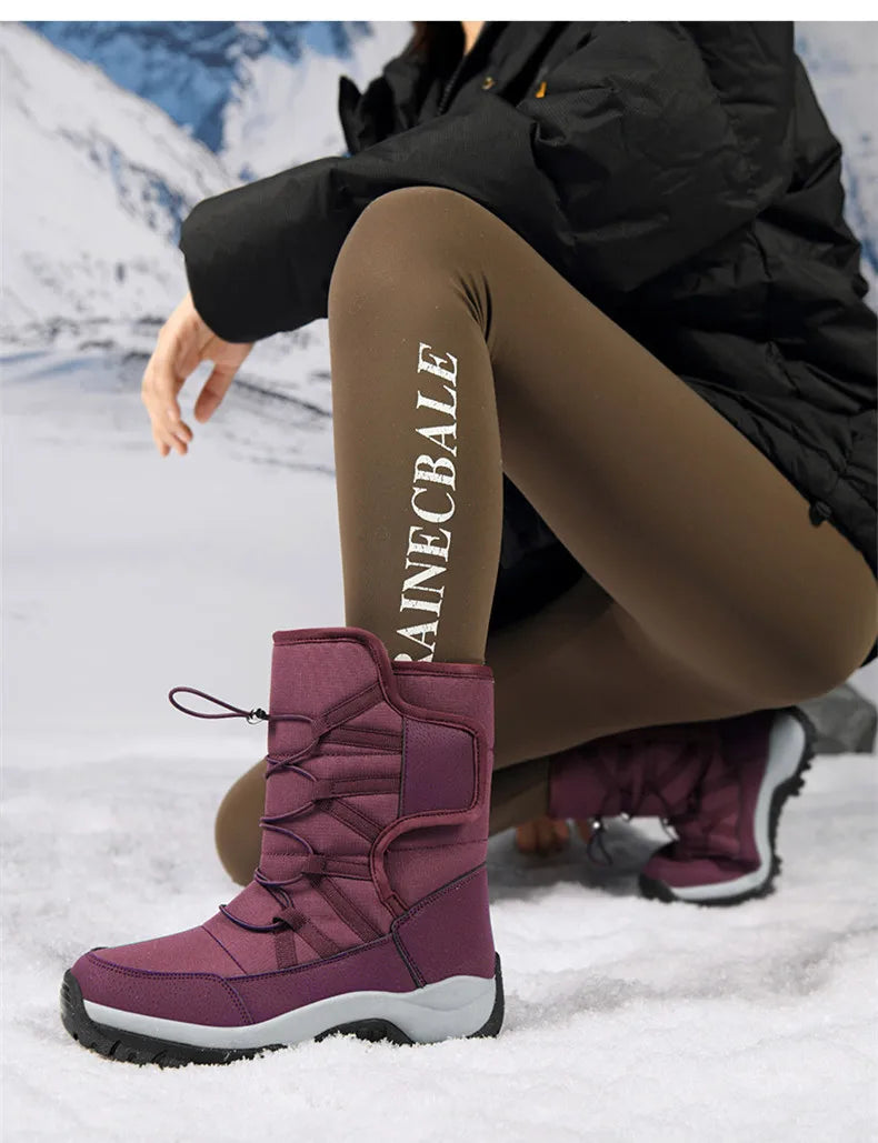 Men's Winter Shoes Waterproof Men's Boots Warm Plush Couple Snow Boots Outdoor Non-slip Hiking Boots Men Work Ankle Boots