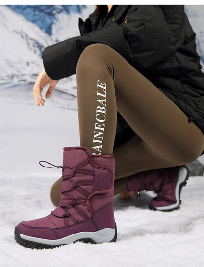 Men's Winter Shoes Waterproof Men's Boots Warm Plush Couple Snow Boots Outdoor Non-slip Hiking Boots Men Work Ankle Boots