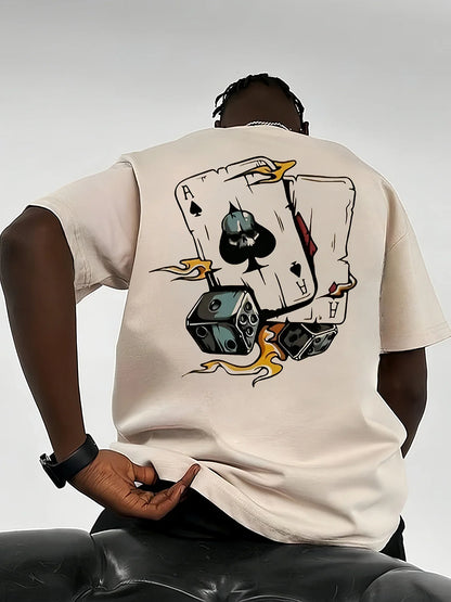 Men's summer 100% cotton printed pattern stylish casual loose comfortable round-neck T-shirt