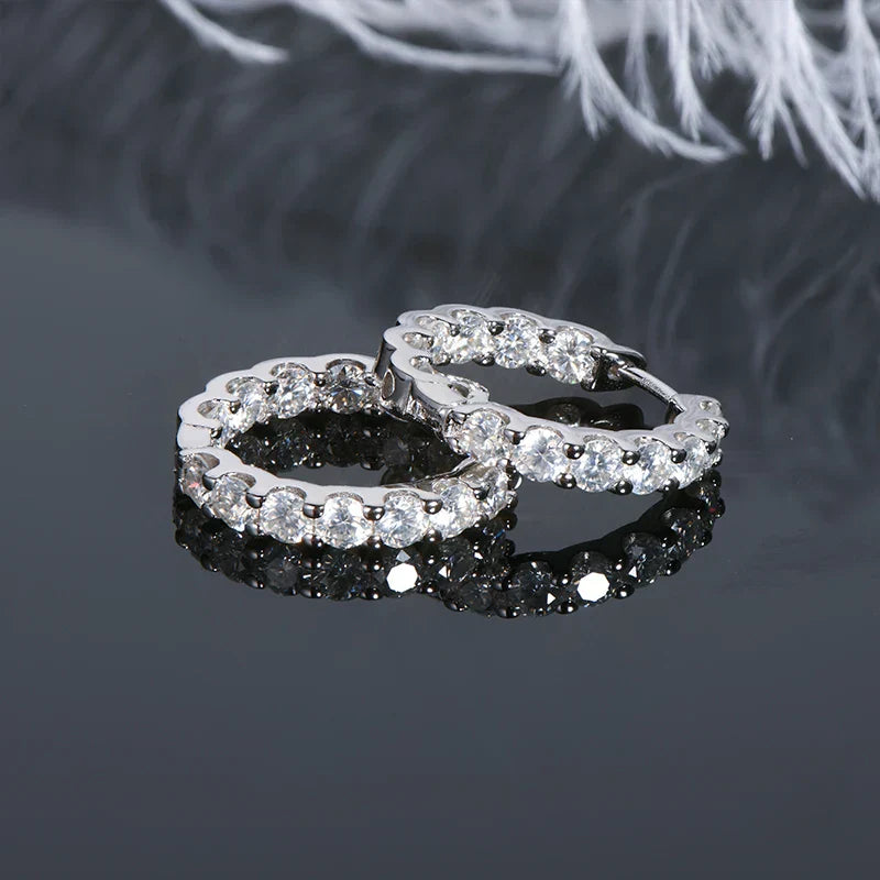 Hoops 100% 925 Sterling Silver Real 3mm Moissanite Stud Earrings For Women Sparkling Jewelry Gifts with Certificate Gifts