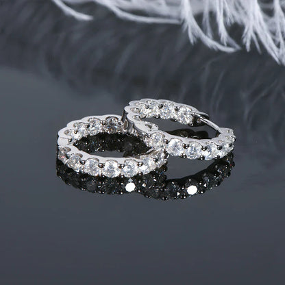 Hoops 100% 925 Sterling Silver Real 3mm Moissanite Stud Earrings For Women Sparkling Jewelry Gifts with Certificate Gifts