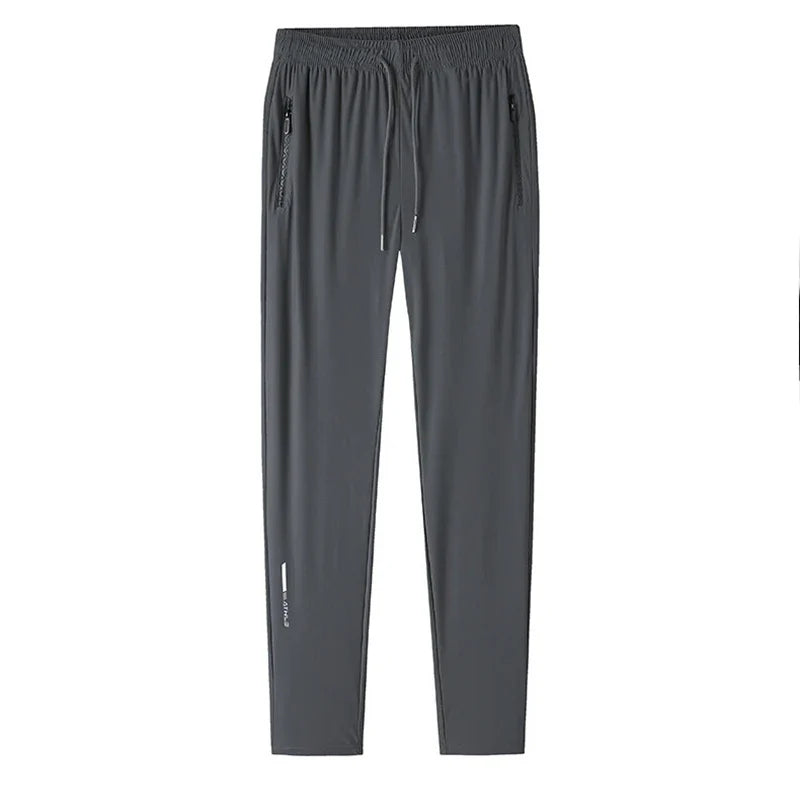 Ice Silk Long Pants For Men's Summer Quick Drying Loose Straight Leg Pants High Elasticity Sports Leggings Casual Pants