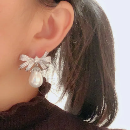 Purple Knot Pearl Earrings For Jewelry Gift