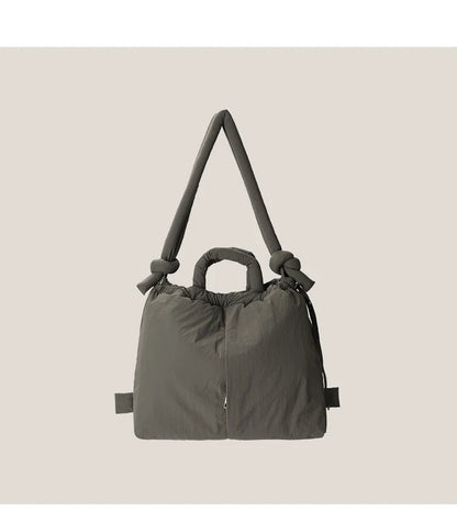 Casual nylon padded tote bag designer soft puffer women shoulder crossbody bags Simple Vintage large capacity handbags 2025