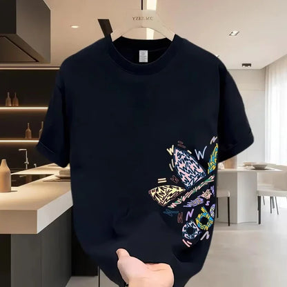 Summer New Casual Men's and Women's Printed Short-sleeved Cotton T-shirt Loose and Versatile Fashion Half-sleeved Casual Wear -