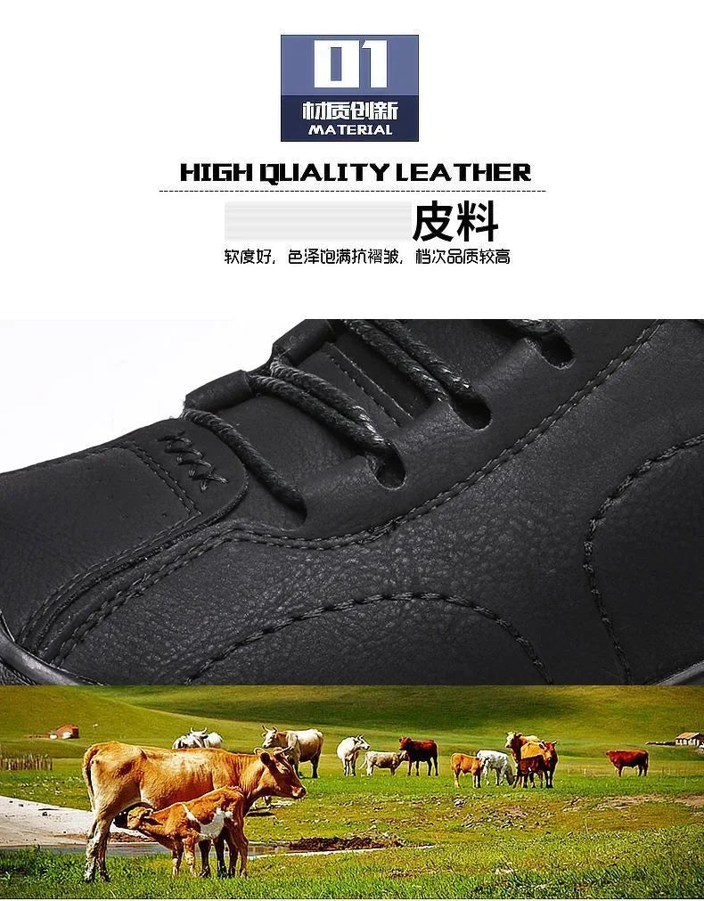 Winter New Cotton Shoes Plus Fleece Thick Casual Sports Shoes Men's High Top Leather Shoes Fashion Snow Boots