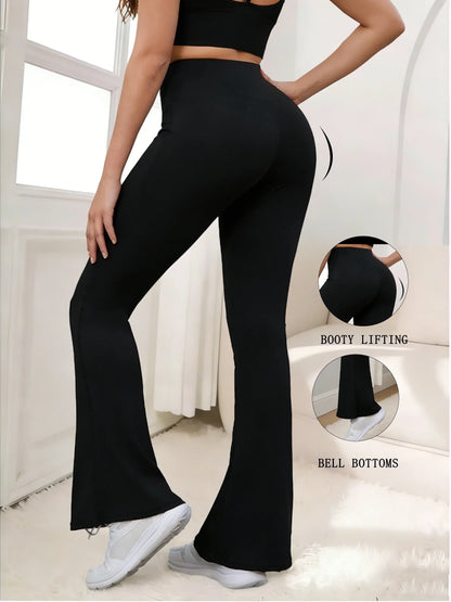 Women's spring and summer Flare Pants High Waisted Yoga Leggings Tummy Control Workout Stretchy Casual Sports Wide Leg pants