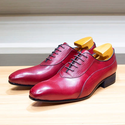 Luxury Genuine Leather Men's Dress Shoes Oxford Handmade Formal Office Business Wedding Classic Lace-Up Footwear