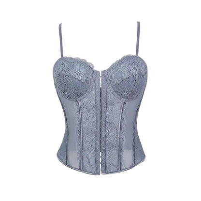 Lace-trimmed top sheer sensual padded corset corset halter top for women