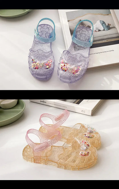 2025 New Summer Children's Sandals Little Princess Shoes Girls Sandals Baby Jelly Shoes Girls Beach Shoes