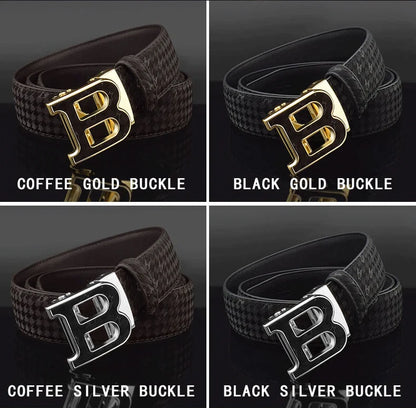 High Quality Automatic Buckle belts men Golden buckle fashion Waist Strap genuine leather Cowskin cintos masculinos B letter