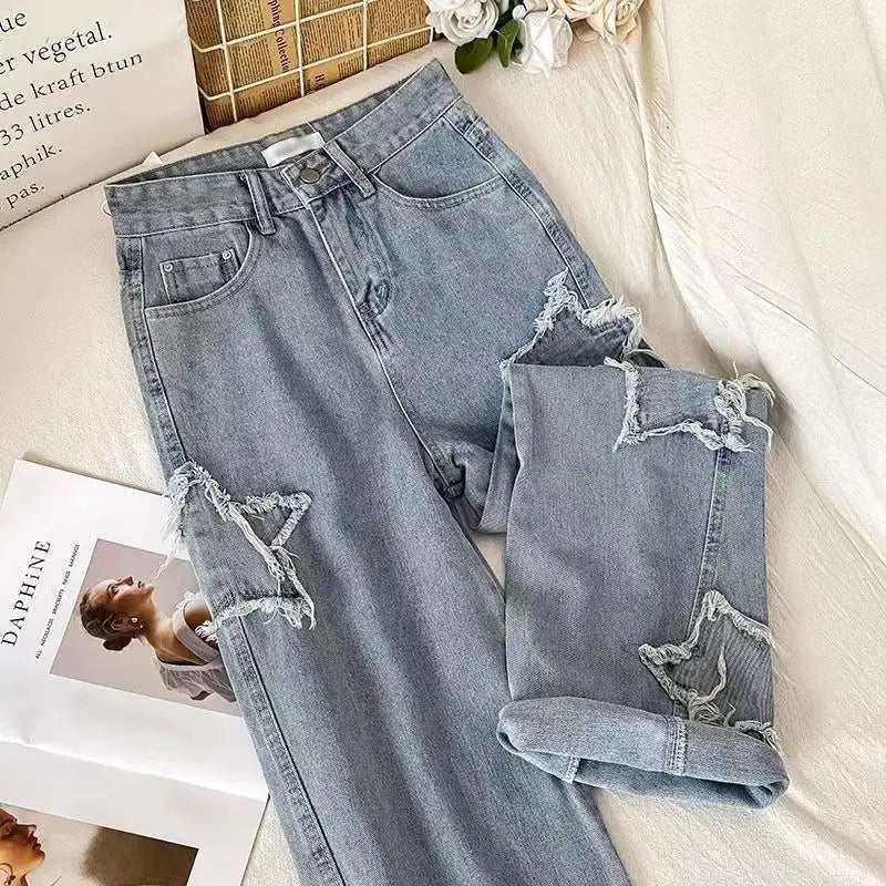 Denim Popular Ins Fashion Korean wIth Star Spring Loose Fitting Jeans
