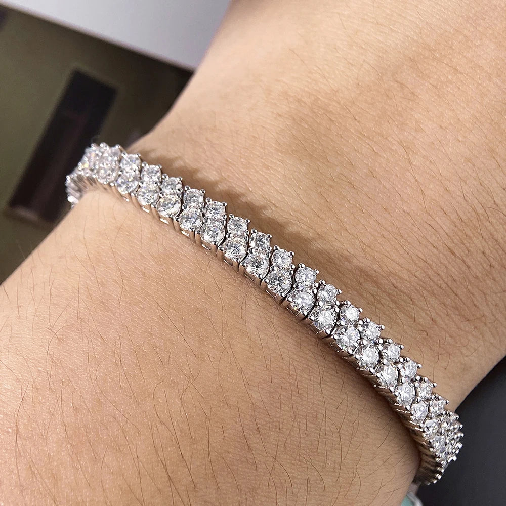 3mm Full Moissanite Bracelet 100% S925 Silver D Color Lab Diamond Bracelet For Women Man Wedding Party Fine Jewelry