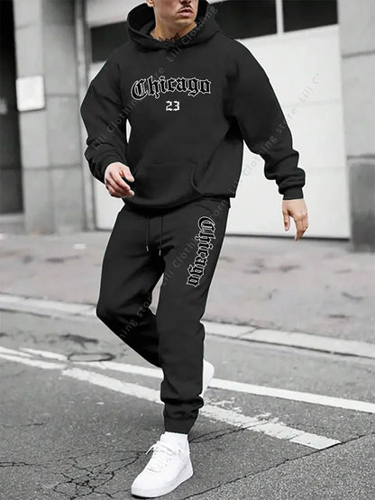 Men's sportswear - Hoodie and sports pants, loose-fitting style suitable for daily and sports wear swearshirts Tops