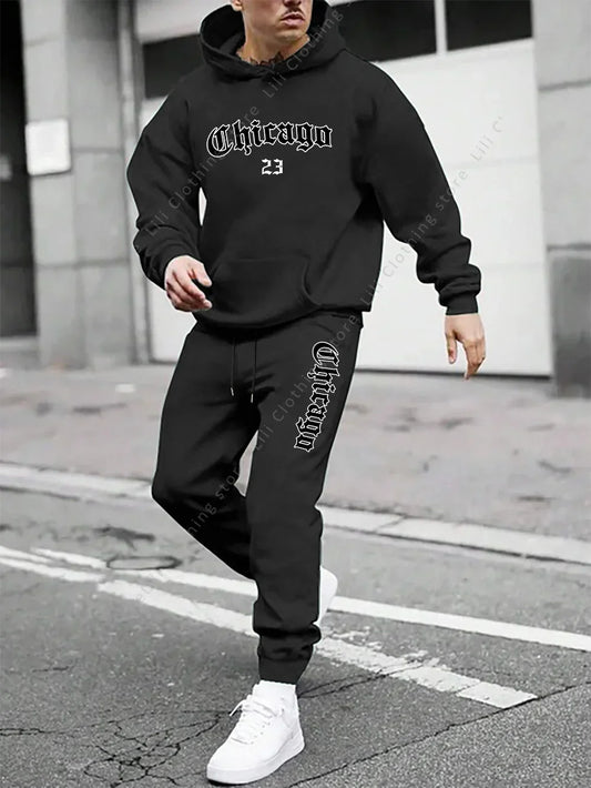 Men's sportswear - Hoodie and sports pants, loose-fitting style suitable for daily and sports wear swearshirts Tops