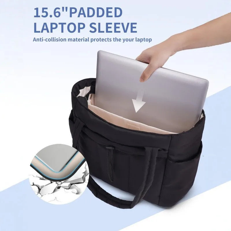 Ladies Lightweight Portable Tote Bag Quilted Travel Bag Casual Shoulder Bag in Black Khaki Colors small tote bags for women