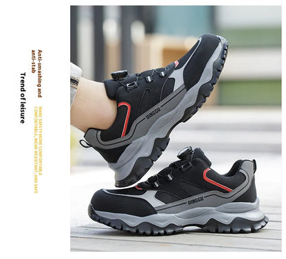Rotating Button Breathable Work Shoes For Men Anti-smash Anti Puncture Safety Shoes Men Boots Indestructible Male Work Sneakers