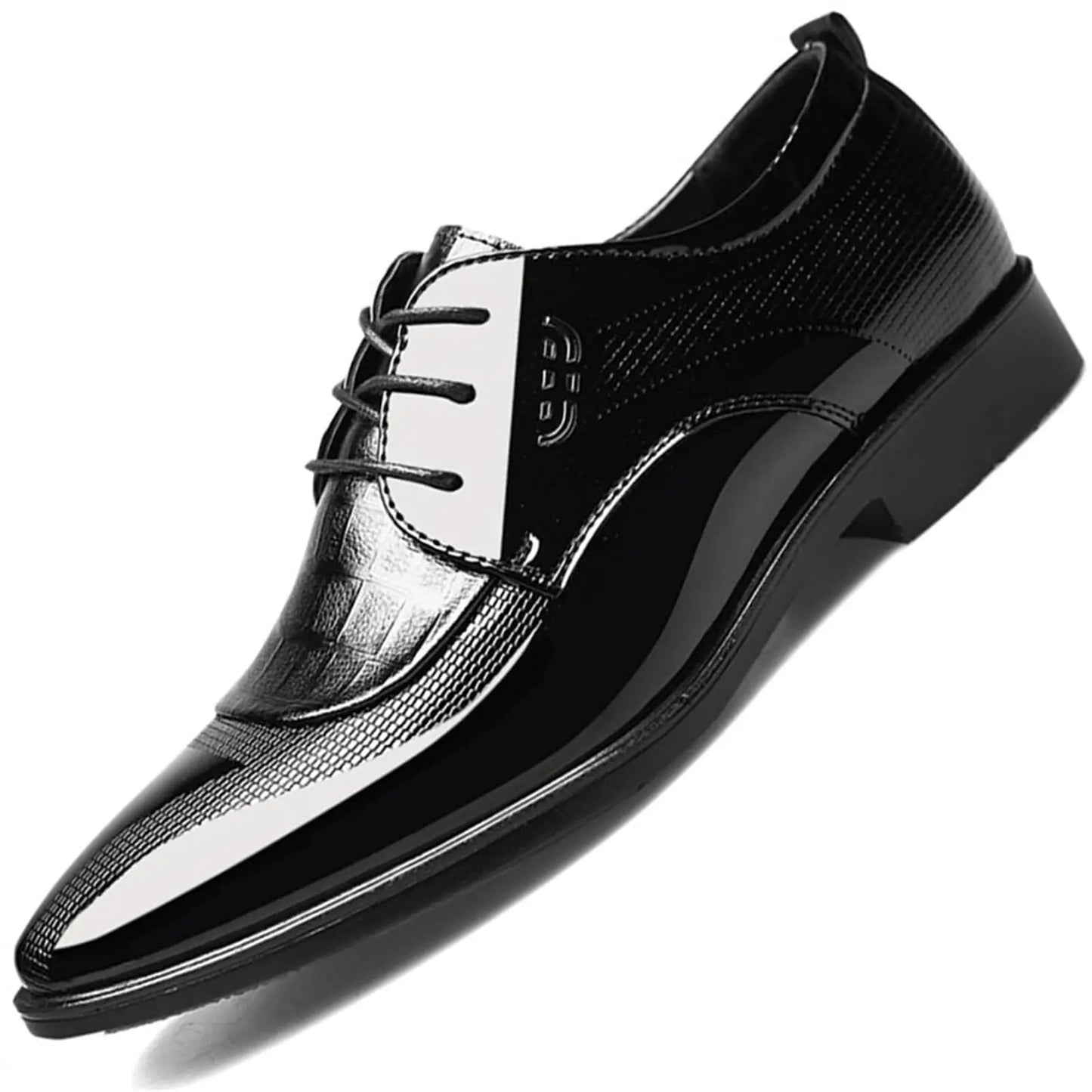 Men's Dress Shoes Cracked Pattern Trendy Oxford Stitching Uppers Business Casual Lace Up Derbys Shoes