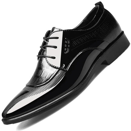 Men's Dress Shoes Cracked Pattern Trendy Oxford Stitching Uppers Business Casual Lace Up Derbys Shoes