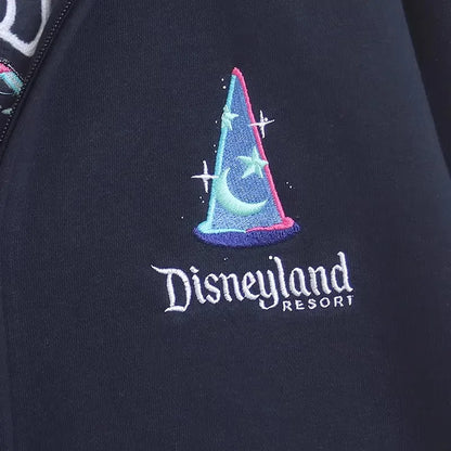 Moletom de Lã Bordado com Estampa de Desenho Animado do Castelo Mundial Letra Mágica Mickey Mouse Feminino com Zíper e Capuz VELUDO Blusa