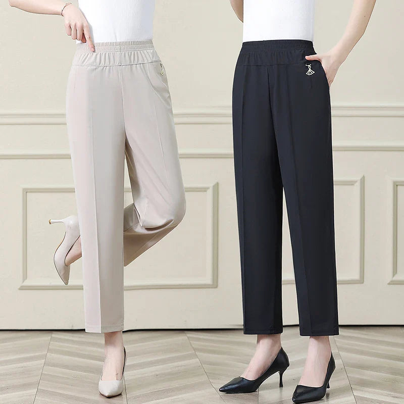 Summer New Ice Silk Casual Trousers Thin Sports Loose Trend Straight Quick-drying Mom Trousers