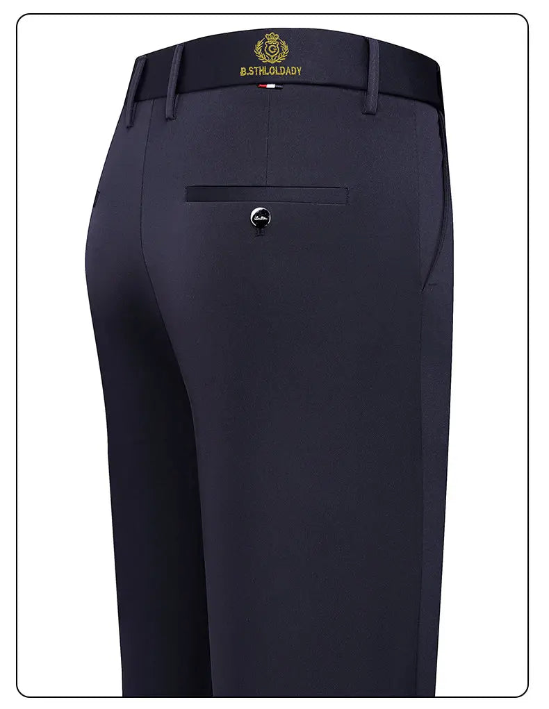 New Men's Stretch Suit Pants Flat Front Business Casual Pants Wrinkle Resistant Work Pants