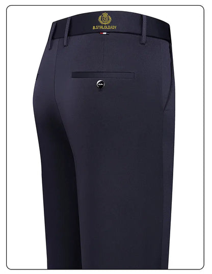 New Men's Stretch Suit Pants Flat Front Business Casual Pants Wrinkle Resistant Work Pants
