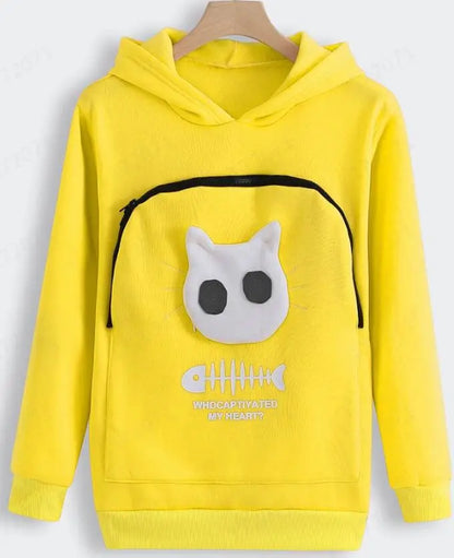 S-3XL Gatos Amantes de Moletom Canguru Cães Pet Pata Dropshipping Pulôveres Bolsa Carinho Peixe Bolso Canguru