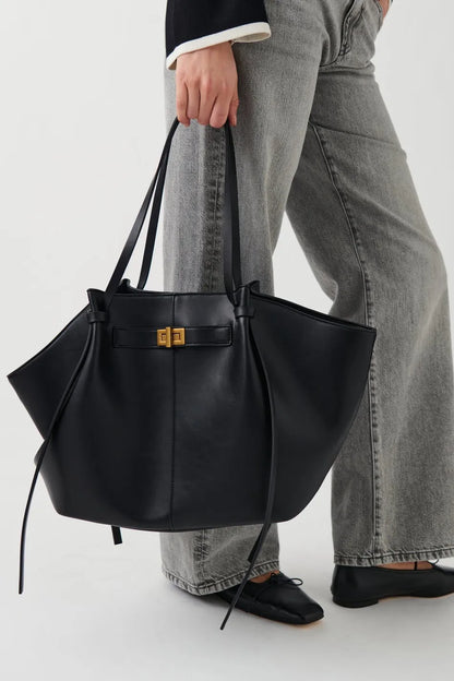 Fashion Large Capacity Trapeze Bag Designer Chic Lock Women Shoulder Bags Luxury Pu Leather Handbags Trend Underarm Bag 2025