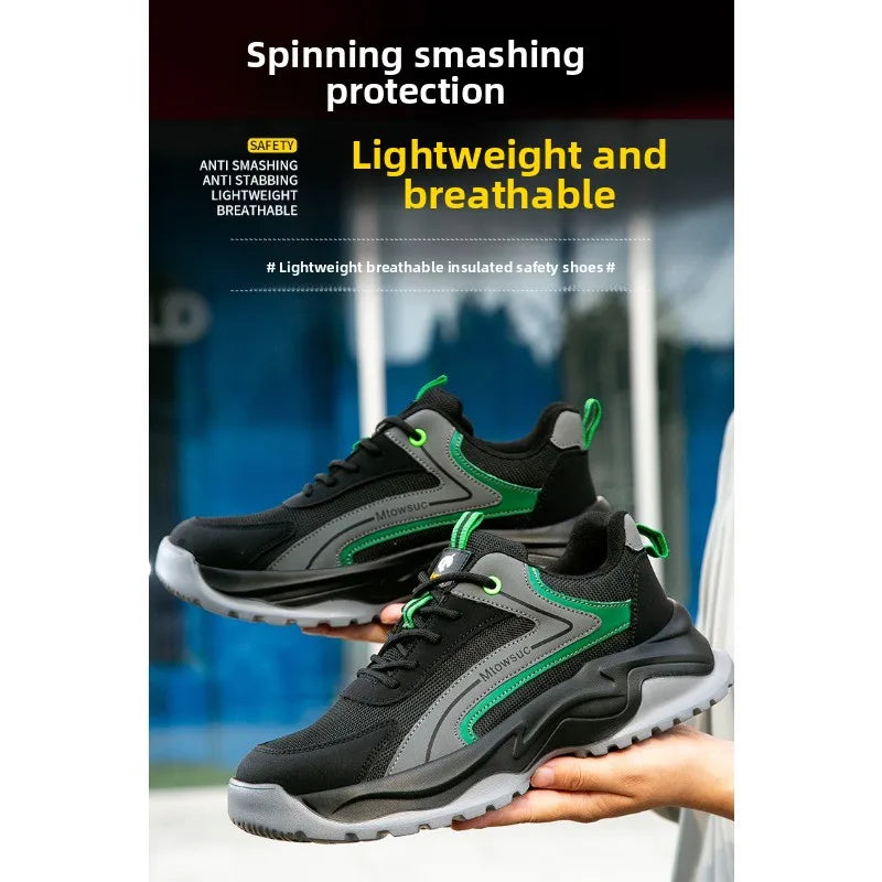 Men's Labor Protection Shoes Anti-Smashing Anti-Piercing Lightweight Breathable Wear-Resistant Safe Work Shoes