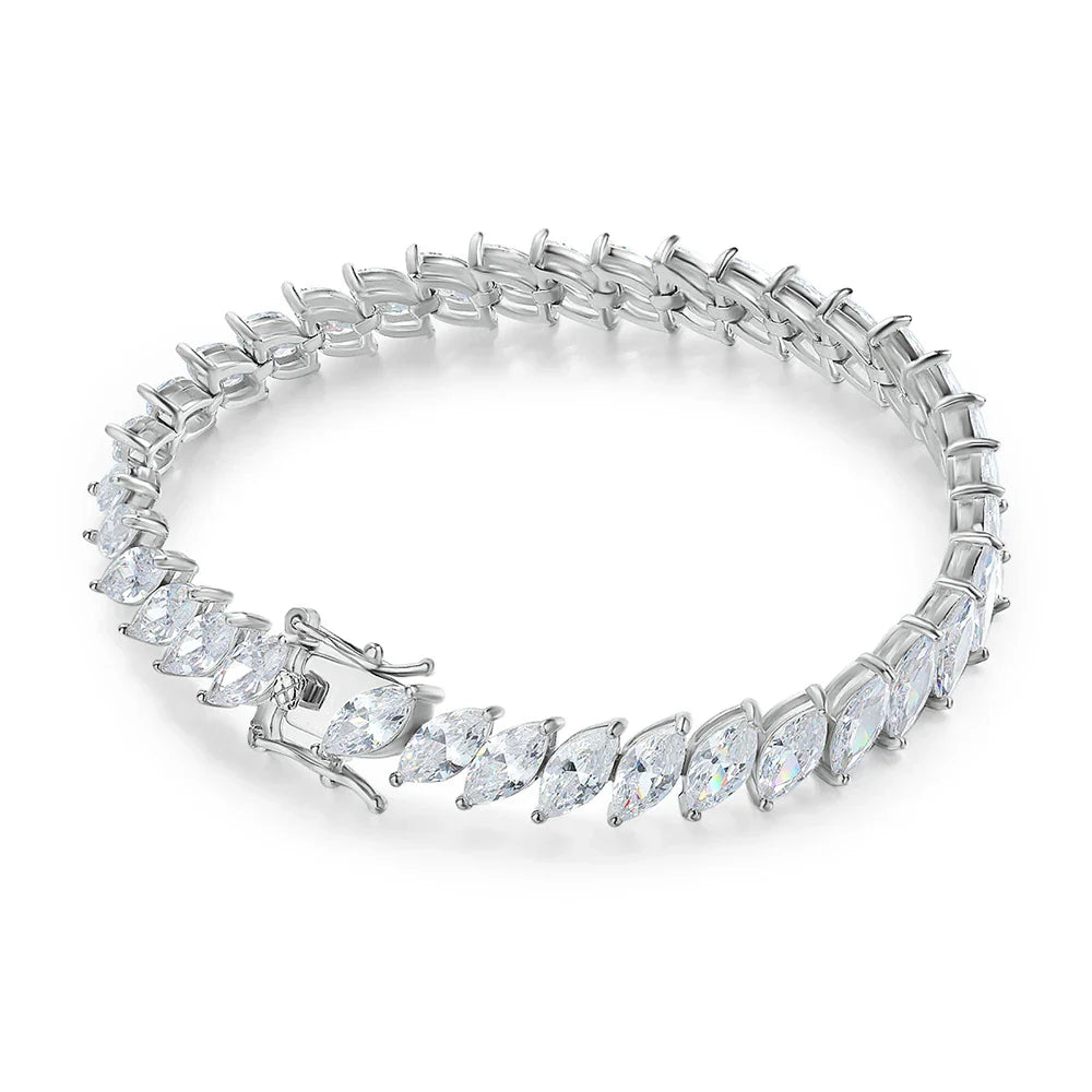 0.5CT Marquise Cut Certified Moissanite Tennis Bracelets for Women Sterling Silver S925 Plated 18k Gold Fine Jewelry