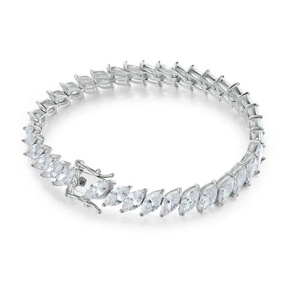 0.5CT Marquise Cut Certified Moissanite Tennis Bracelets for Women Sterling Silver S925 Plated 18k Gold Fine Jewelry