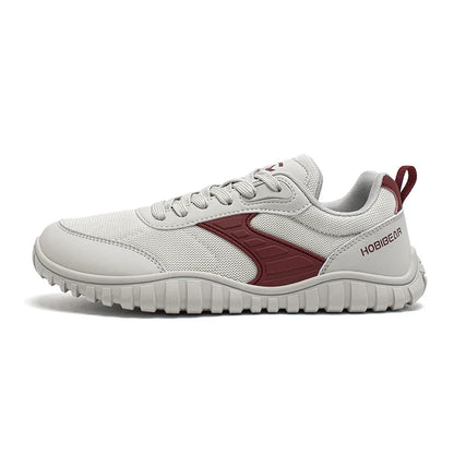 Wide Toe Running Shoes Unisex Minimalist Artificial Leather Walking Sneakers Lace Up Lightweight Breathable Shoes