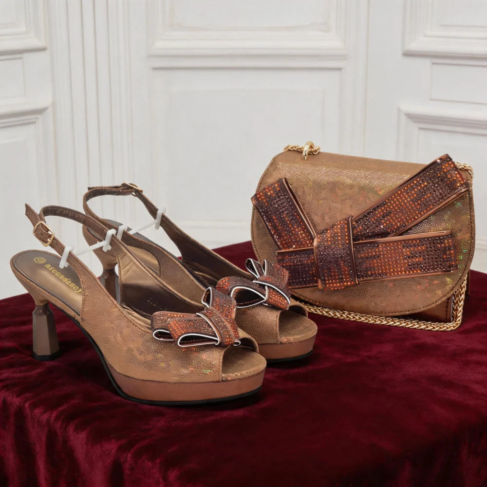 New Arrival Shoes and Bag Sets for Woman Italian Wedding Shoes and Bags for Woman Nigerian Heel Party Luxury Heeled Pumps Set