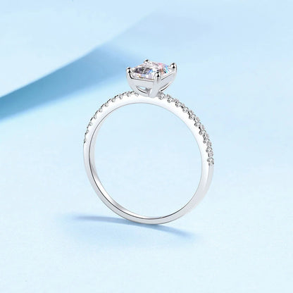 1CT 2CT Emerald Radiant Cut Moissanite Ring for Women Engagement Wedding Lab Diamond Sterling Silver 925 Rings Jewelry