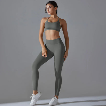 Ribbed Set Woman 2 Piece Seamless Yoga Set Gym Wear Push Up Sports Bra Leggings For Women Workout Outfit Sportswear Tracksuit