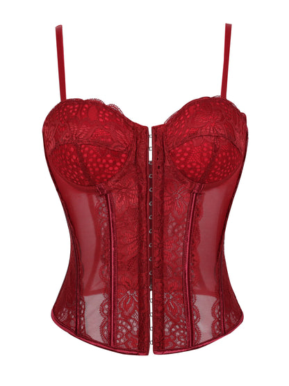 Lace-trimmed top sheer sensual padded corset corset halter top for women