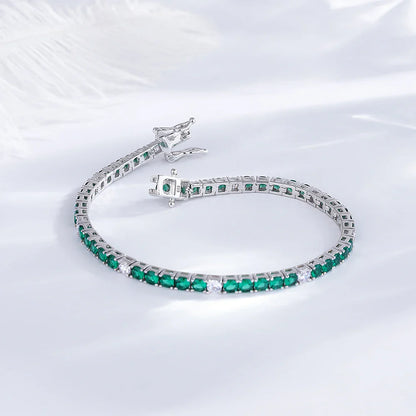 Fine Jewelry 3mm Montana Blue/Emerald Green/Ruby Red/Turquoise/Black Cubic zircon 925 Silver Tennis Bracelet