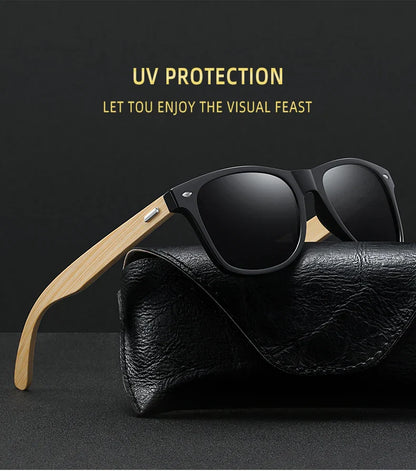 Fashion Bamboo Wood Vintage Square Sunglasses Men Women Luxury Brand Designer Sun Glasses Wooden Driving Fishing Eyewear