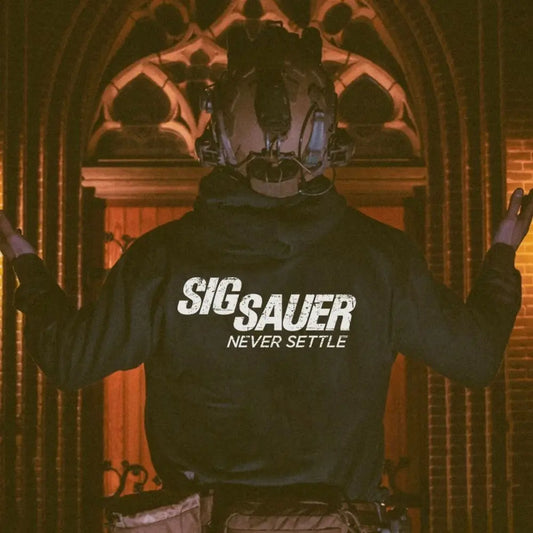 Suéter Masculino com Capuz de Algodão para Outono e Inverno com Estampa Tática Clássica SIG, Moletom Americano Moderno para Uso Casual